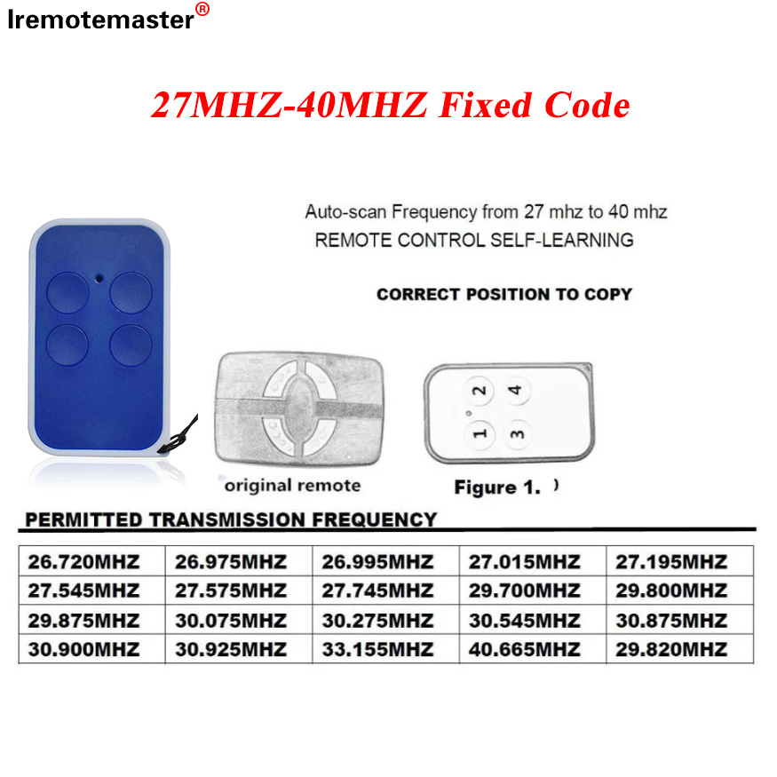 Clone Cardin S466 Tx2 Tx4/S738 Tx2 Tx4/S48 Tx2 Tx4 Garagedeur Opener Afstandsbediening Commando 27.195Mhz 30.875Mhz Vaste Code