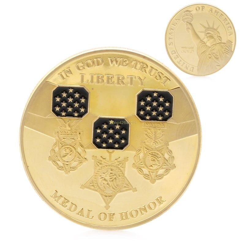 Zinvolle Herdenkingsmunten Zinklegering In God We Trust Medaille Van Eer Liberty Commemorative Uitdaging Coin