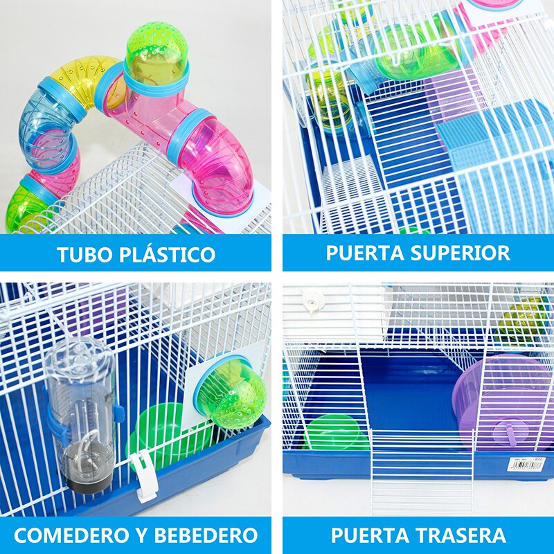 DZL® Jaula para Hamster(39.5X29.5X38CM) Color Azul/Purpura/Rojo se al Azar