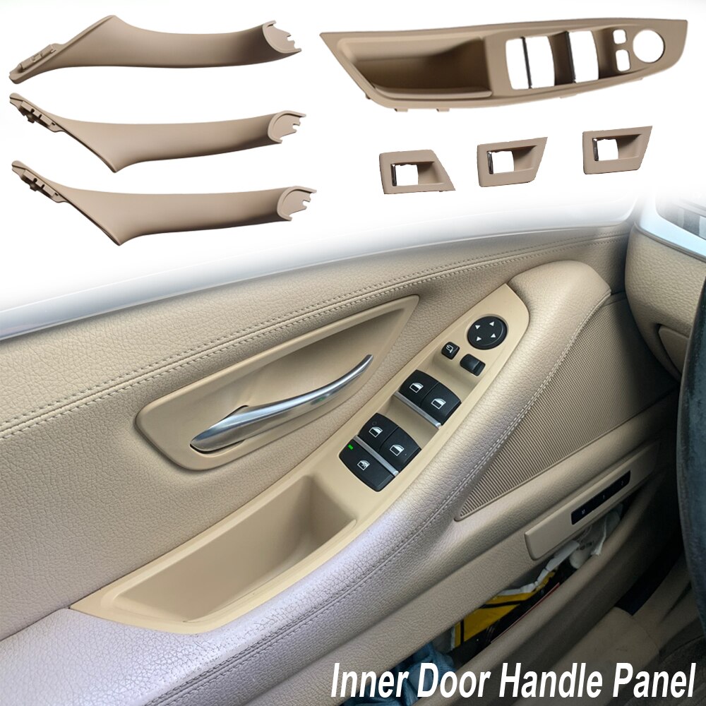 For BMW F10 F11 F18 5 Series 7pcs Interior Window Lift Switch Panel Door Handle Trim Carbon Fiber ABS LHD RHD
