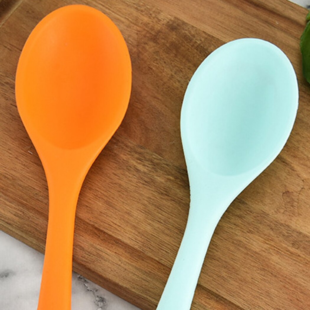 Large Silicone Spoon Home Use Long Handle Spoon High Grade Mixing Ladle Cooking Kitchen Soup Spoons Tableware Kitchen Dining Bar