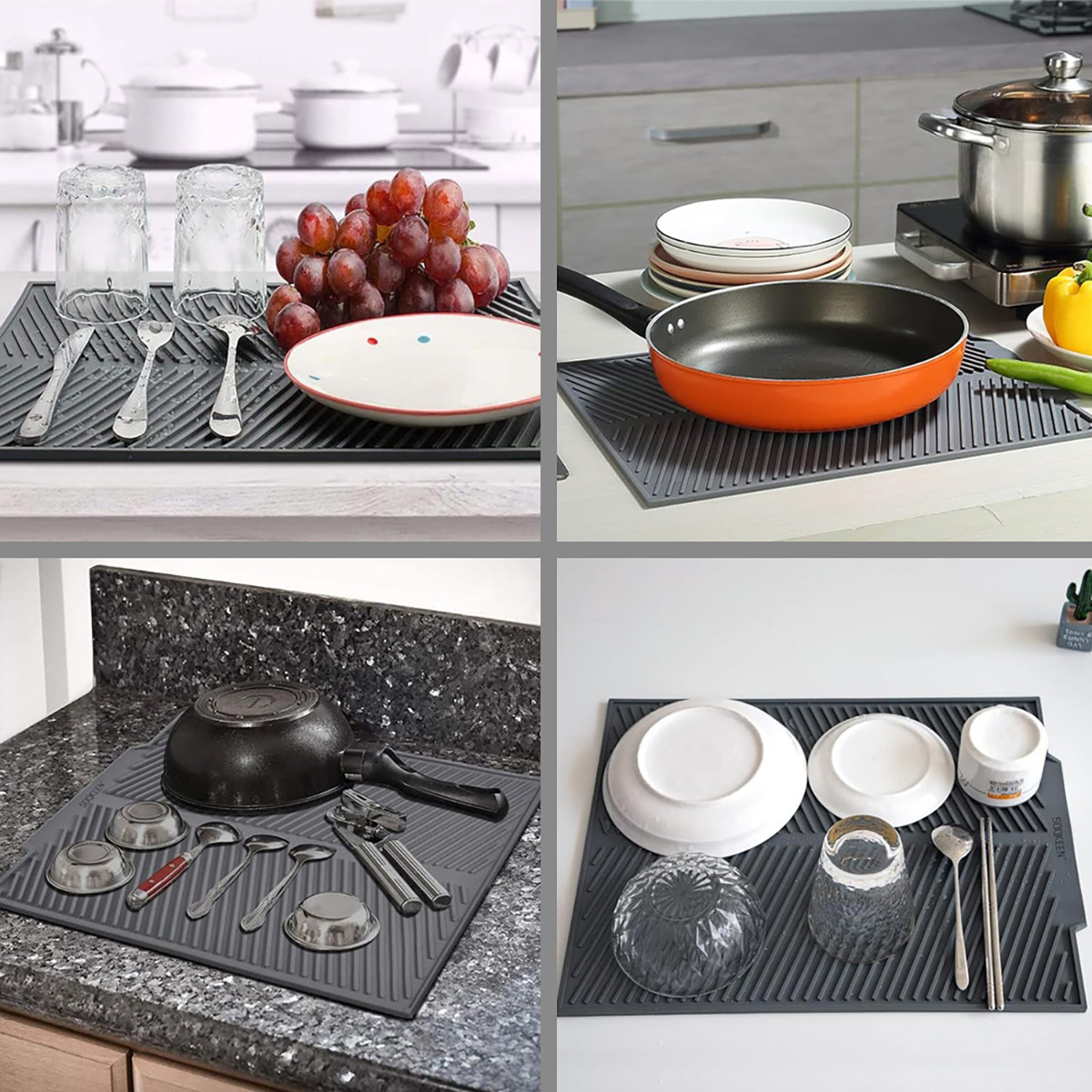 Aanrecht Drainage Mat Hoge Temperatuur Siliconen Keuken Drainage Mat Snelle Drainage Potten, Vaatwasmachinebestendig