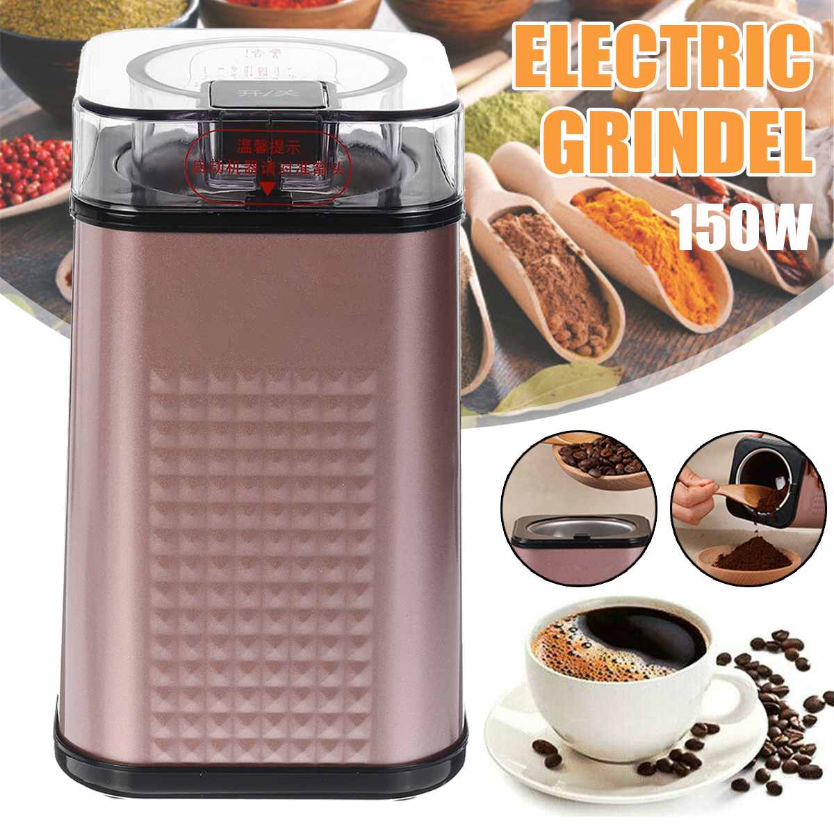 Mini Elektrische Koffiemolen Zout Peper Kruiden Moer Zaad Koffieboon Grinder Met Rvs Blade Koffie Machine 220V