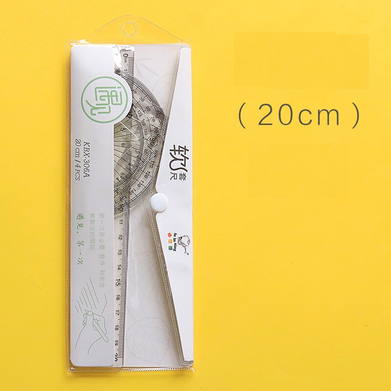 Soft Ruler 15cm/20cm Ruler Primary School Students Measuring Tool Metric Ruler Set Children Stationery School Supplies: Transparent-20cm