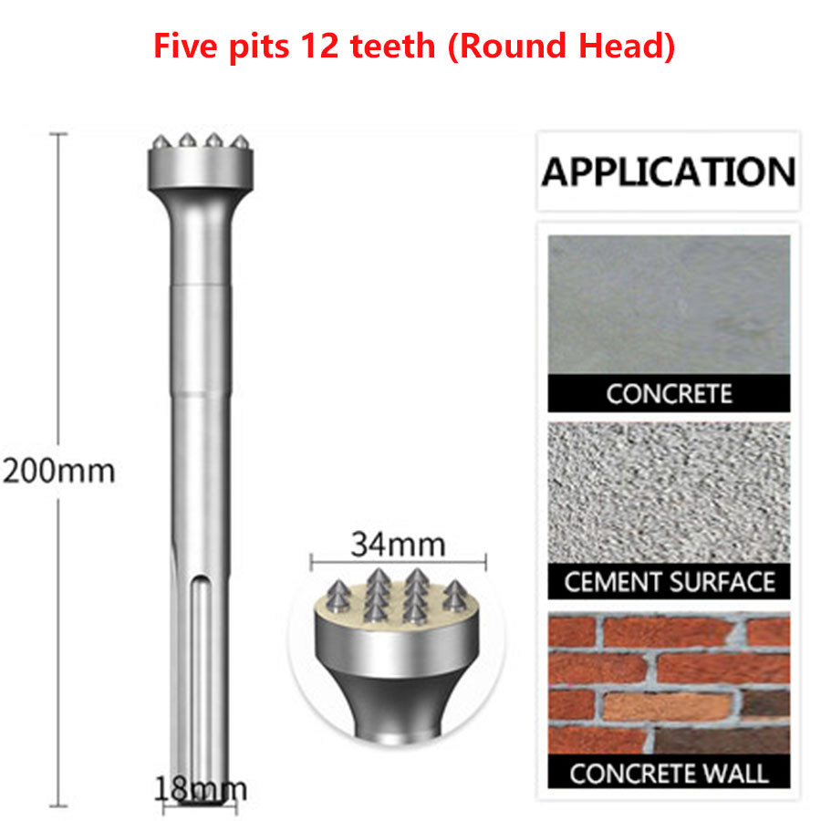 Drill Bit Flower Hammer Chisel Cement Concrete Wall Hit Lychee Surface Electric Pick Electric Hammer One Alloy Hair Hit Artifact: Red