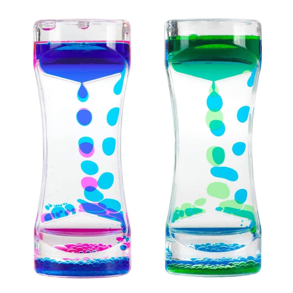 2Pcs Kleurrijke Liquid Timer Zandloper Taille Vorm Olie Zandloper Vloeibare Motion Bubble Bureau Kinderen Speelgoed Volwassenen Woondecoratie: 2pcsBP-BG