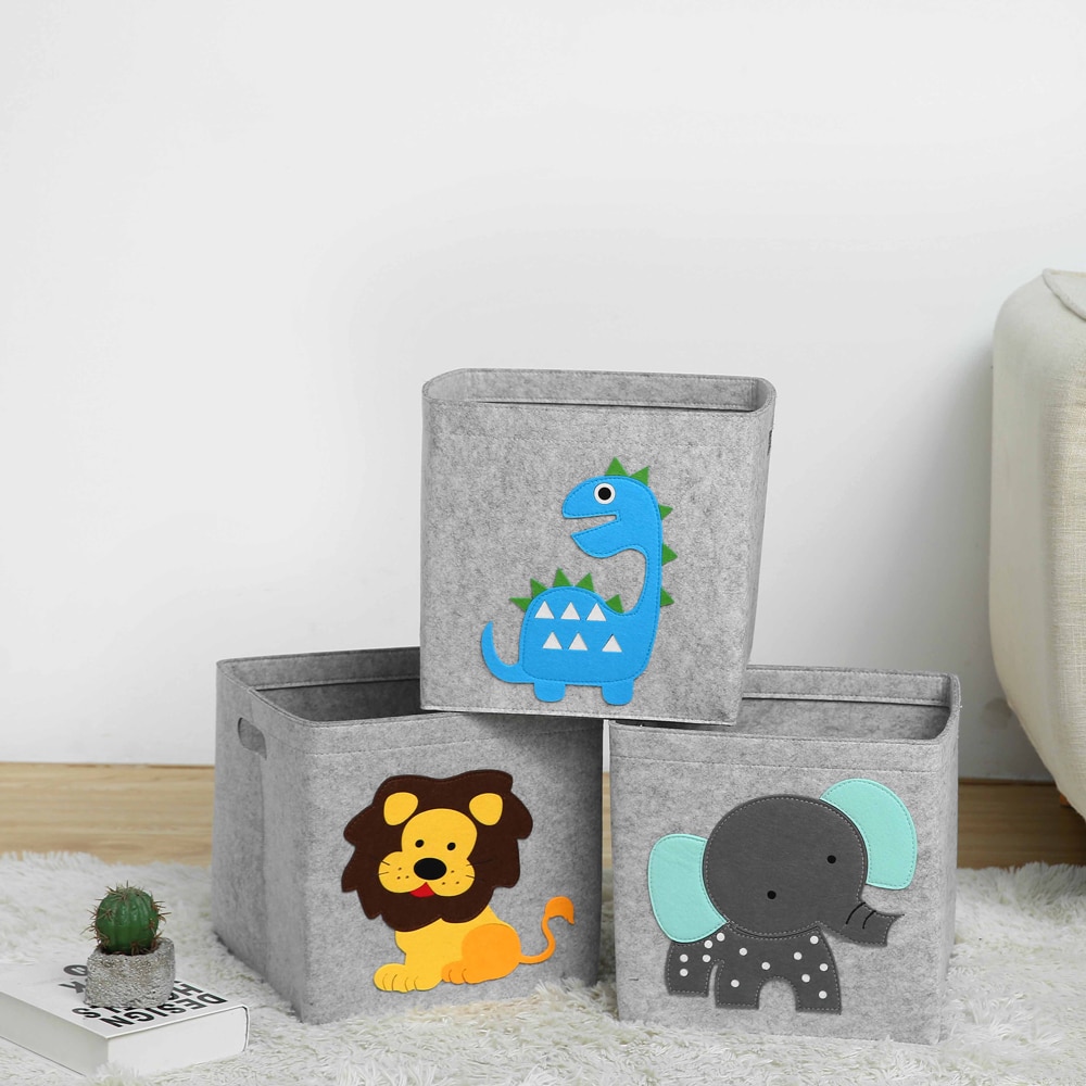 Boîte de rangement créative d'animaux de dessin animé, Cube en tissu feutré, étagère de pépinière, placard de maison, panier de rangement pliant pour organisateur de jouets d'enfants