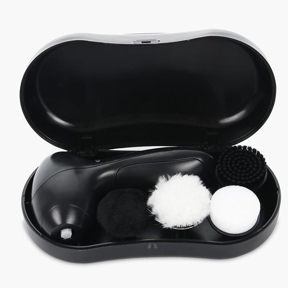 Cepillo para zapatos eléctrico Shine pulidor de zapatos Kit de limpieza automático manual para bolsos de cuero ropa 5AA batería negra