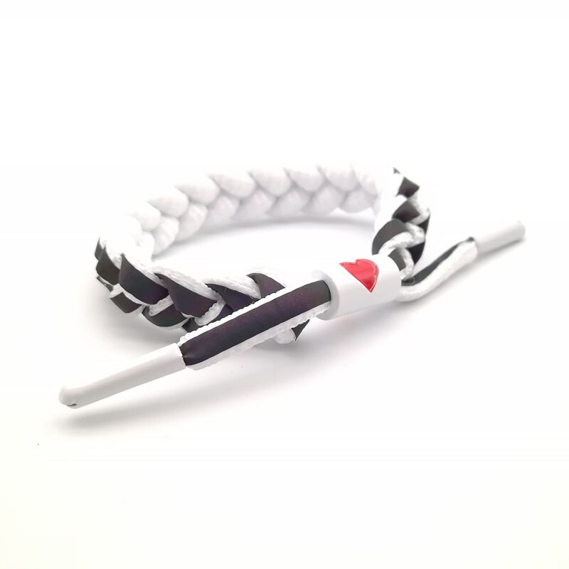 Holographic Reflective Peach Heart Bracelet Couple Color Changing Bracelet Man and Woman Students Safety Hand-Woven Bracelet: White