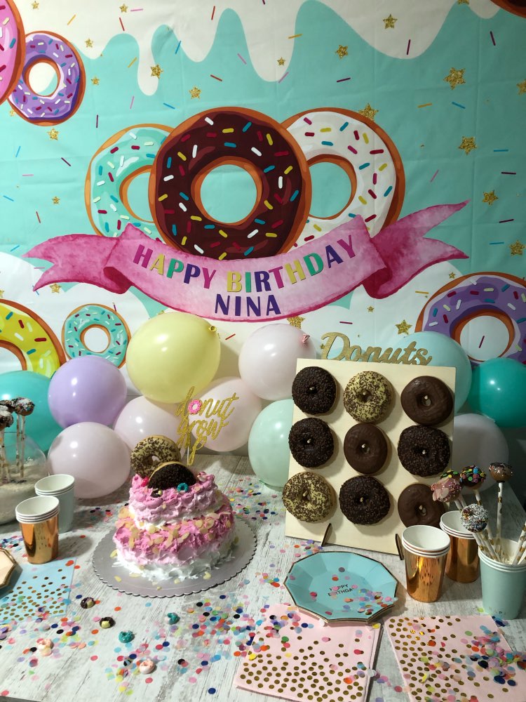 Beignet thème décors pour la photographie joyeux anniversaire fête bannière décoration doux chocolat fille anniversaire Photo fond