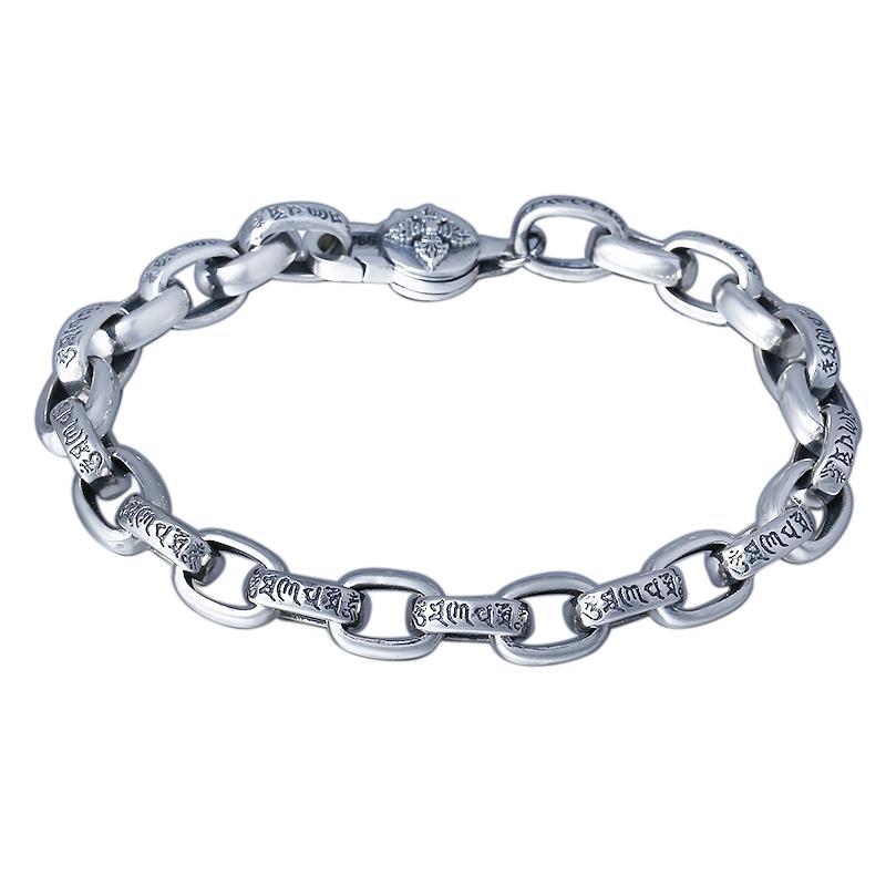 Nowe proste męskie bransoletki w stylu retro diamentowe obroty sześcioznakowe klipsy mantra popularne modna bransoletka akcesoria: 28cm