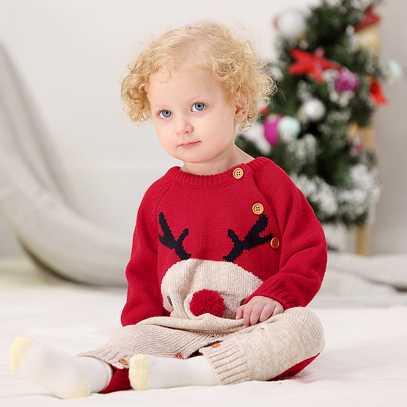 Neugeborenes Baby Mädchen Weihnachten Kostüm Druck Baby Body Long Sleeve Winter Krabbeln Kinder Kleidung Romper Overall