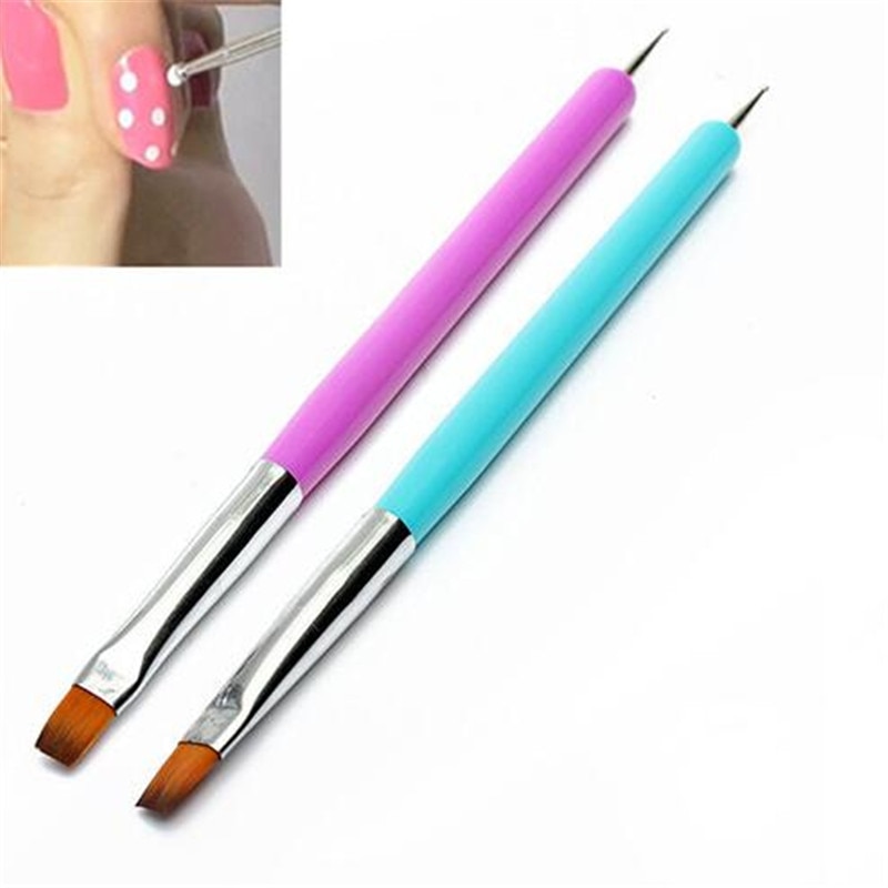 Uv lilla turkis dekoration gel akryl nail art builder pensel liner maleri pen negle værktøj sæt marmorering maleri prik værktøj