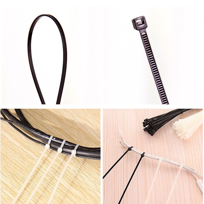 100pcs Reusable Nylon Plastic Cable Ties Wire Zip Tie Strap Self-Locking Wraps Industrial Supply Fasteners & Hardware Cable