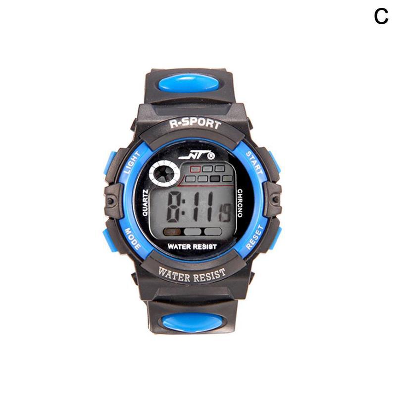 Kindersporthorloge waterdicht digitaal horloge led elektronisch kleuren horloge sport kinderen alarm datum horloges pols waterdicht  s5 i 2: Blauw