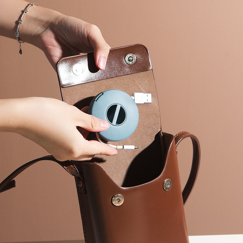 Automatic USB Cord Holder Rotatable Earphone Winder Mobile Phone Data Cable Charger Wire Storage Box Reel Hubs Cables Organizer