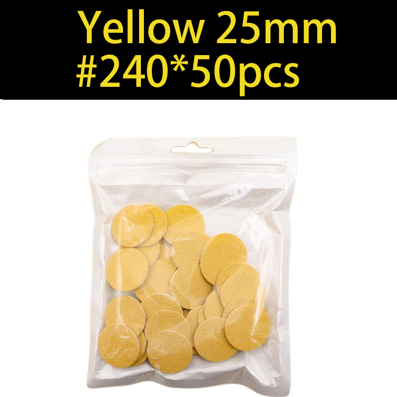 ~ Geel Schuurpapier 50/pcs Pedicure Voetverzorging Gereedschap 15mm 20mm 25mm 35mm nagel boor Schijf disc Salon Eelt Vervangbare: MULTI