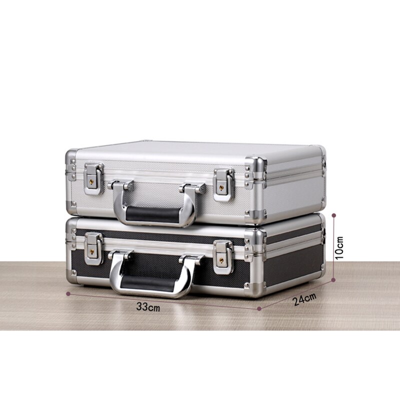 Toolbox Portable Aluminum Tool Box Instrument Box Safety Storage Case Instrument Box Suitcase with Sponge 330x240x100mm
