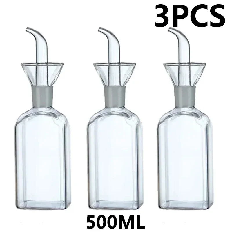 Olla de aceite de vidrio de alto borosilicato, ollas de aceite y aceto a prueba de fugas para el hogar, olla para salsa de soja de cocina, tanque de aceite, botella de aceite para condimentos: Oro