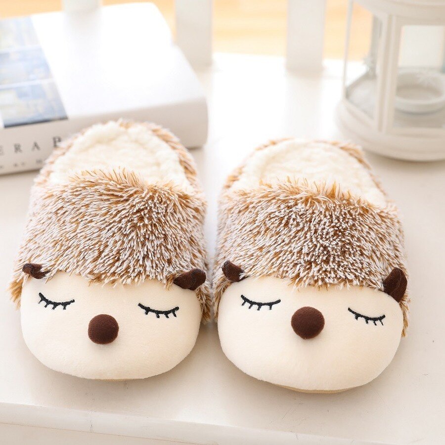 hiver hérisson Animal intérieur pantoufles pour femmes et hommes mignon enfant pantoufles famille maison chaussures maison unisexe neige