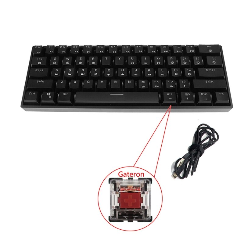 GK61 SK61 61 Key Mechanical Keyboard USB Wired LED Backlit Axis Gaming Mechanical Keyboard For Desktop: Gateron Red