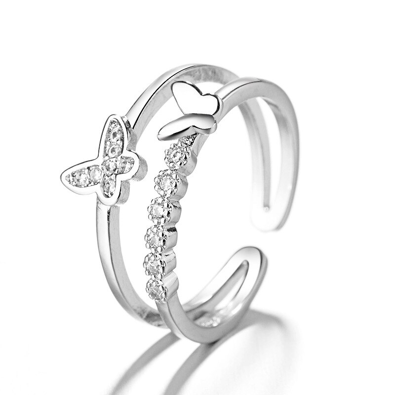 Nuovo 100% Reale Argento Colori di Grandi Dimensioni Farfalla Anelli per Le Donne Grandi Anelli di Barretta per I Gioielli unisex Uomini