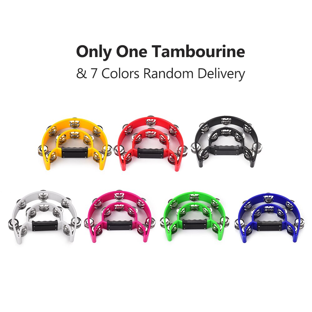 Handheld Tambourine Handbell Drum Timbrel Percussion Musical Toy Double Rows 20 Pairs of Metal Jingles for Karaoke Party