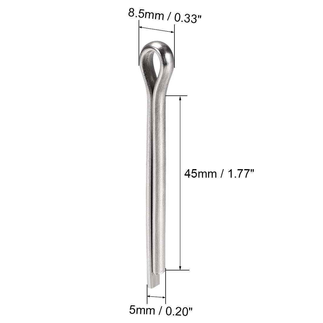 uxcell 5 Pcs Split Cotter Pin - 5mm x 45mm 304 Stainless Steel 2-Prongs Silver Tone for Home DIY Application