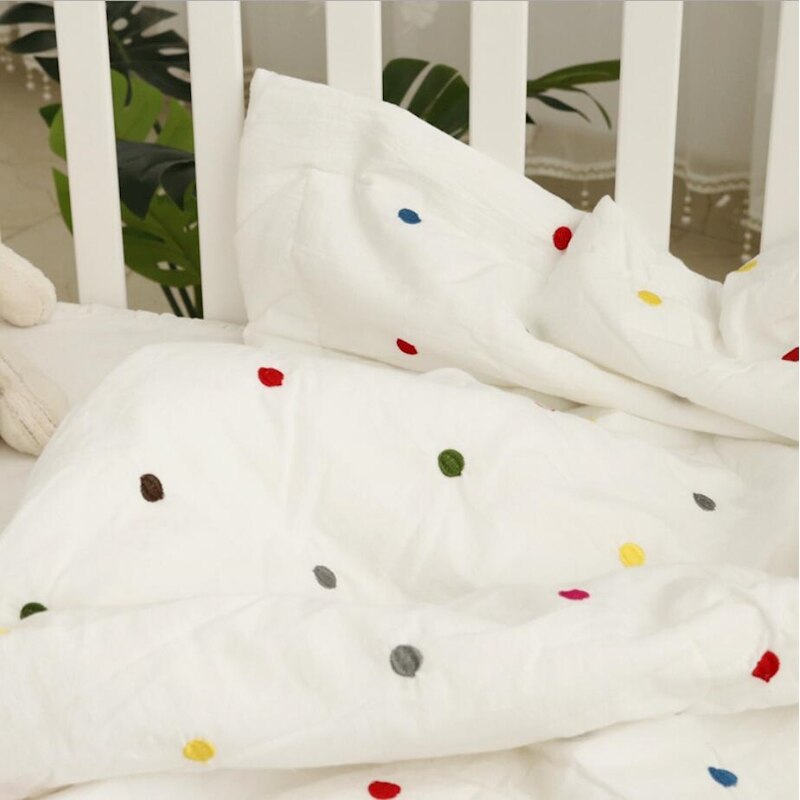 120*150cm sommer tynd quilt til børn bomuld koreansk luftgennemtrængelighed sengetæppe tæppe til hjemme børnehave skole: Prik
