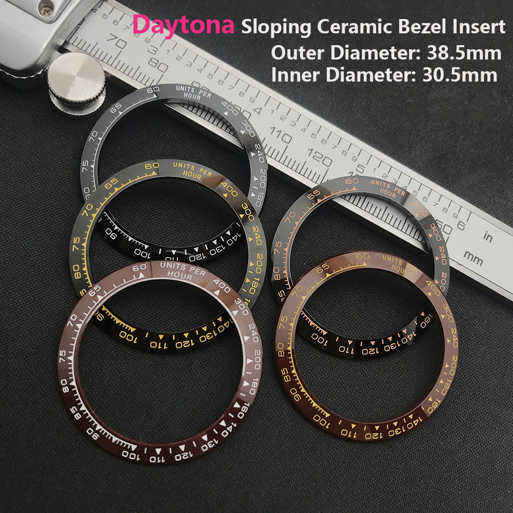 Insert de lunette en céramique incliné Daytona 38.5*30.5mm pour pièces de montre Daytona (non lumineuse
