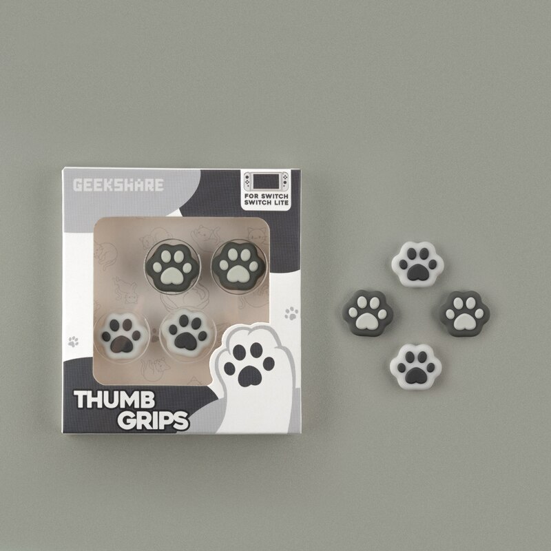 Capuchon de poignée en forme de patte de chat en Silicone, housse de protection pour manette de Nintendo Switch JoyCon NS Lite: Gray