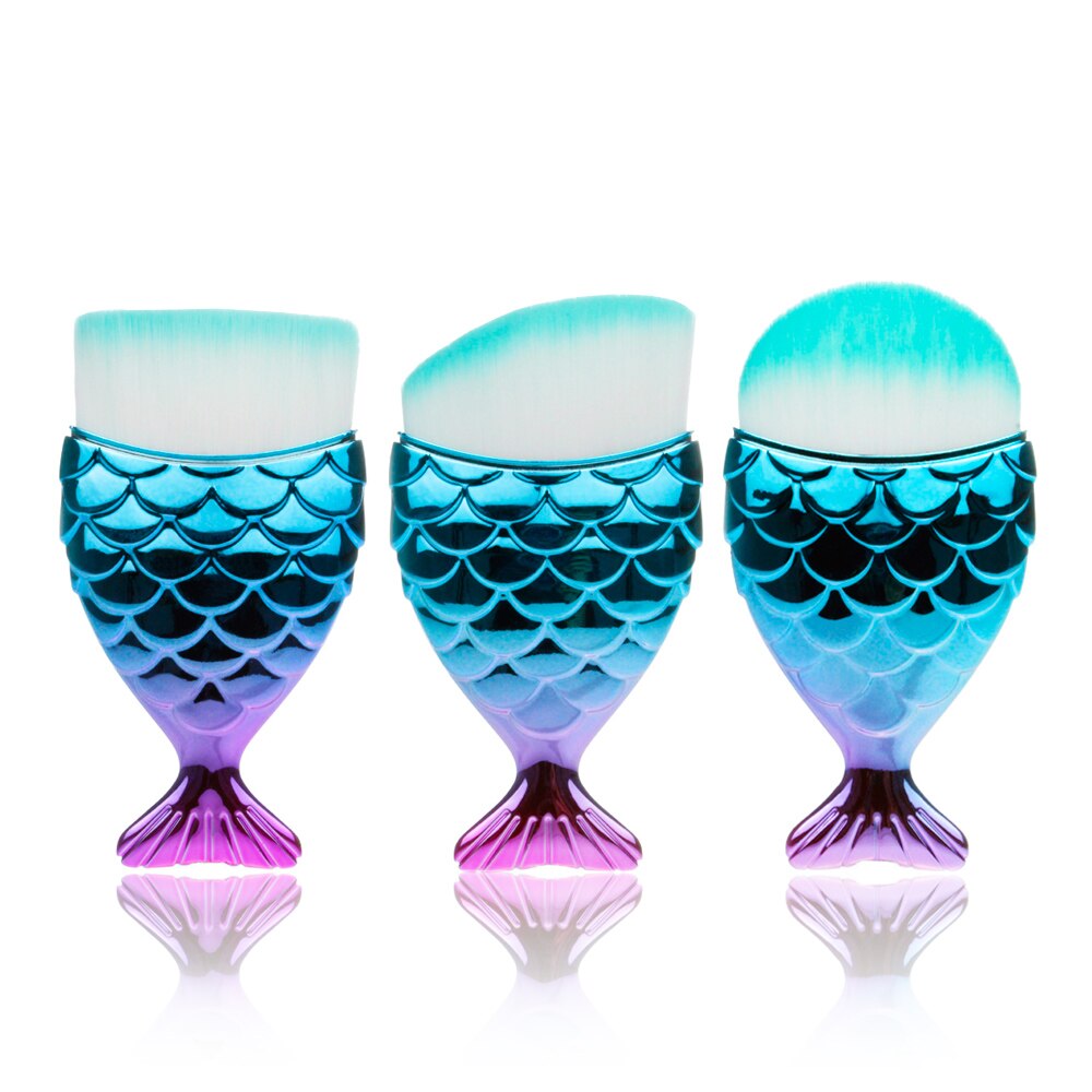 Fld 3 stuks/lot make-up zeemeermin kwasten set foundation blush cosmetische schoonheid make-up tools make-up kwasten: Stijl 7