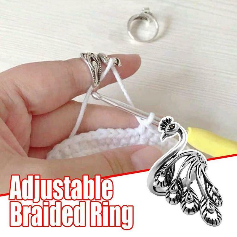 Knitting Helper Tools Adjustable Crochet Thread Loop Knitting Ring Finger Wear Thimble Yarn Spring Guide Needle Sewing Accessory