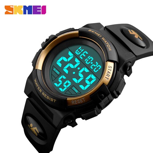 Kinderen Horloges Skmei Swim Waterdichte Outdoor Sport Kinderen Horloge Voor Jongen Meisjes Mode Casual Led Digitale Horloge: Gold