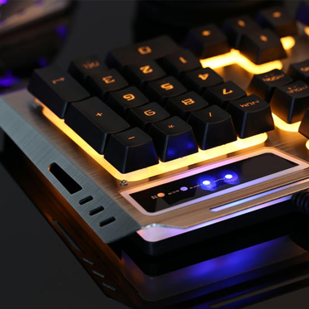 Mechanische Fühlen Gaming Tastatur und Maus Set Ergonomische Backlit Wolfram Gold Gamer Student Laptop Computer Gaming Office Home