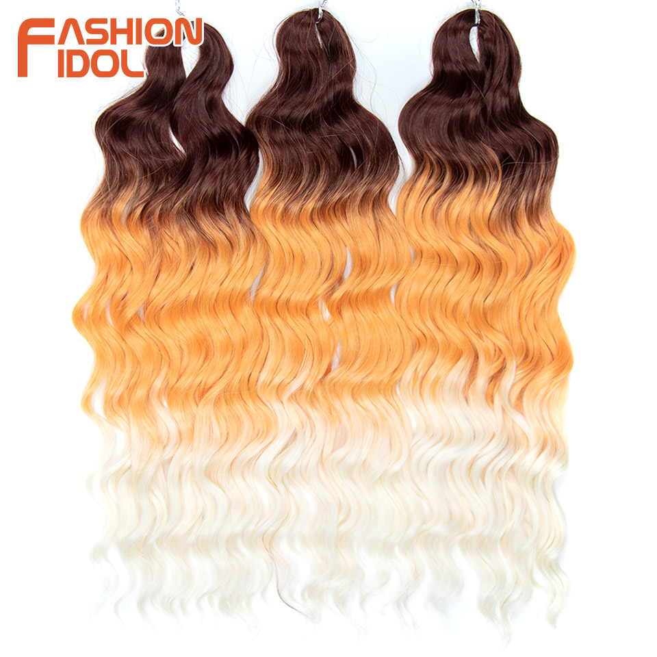 IDOL 24 Inch Synthetic Hair Water Wave Braiding Hair Extensions Ombre Rainbow color Deep Wave Curl Twist Crochet Hair