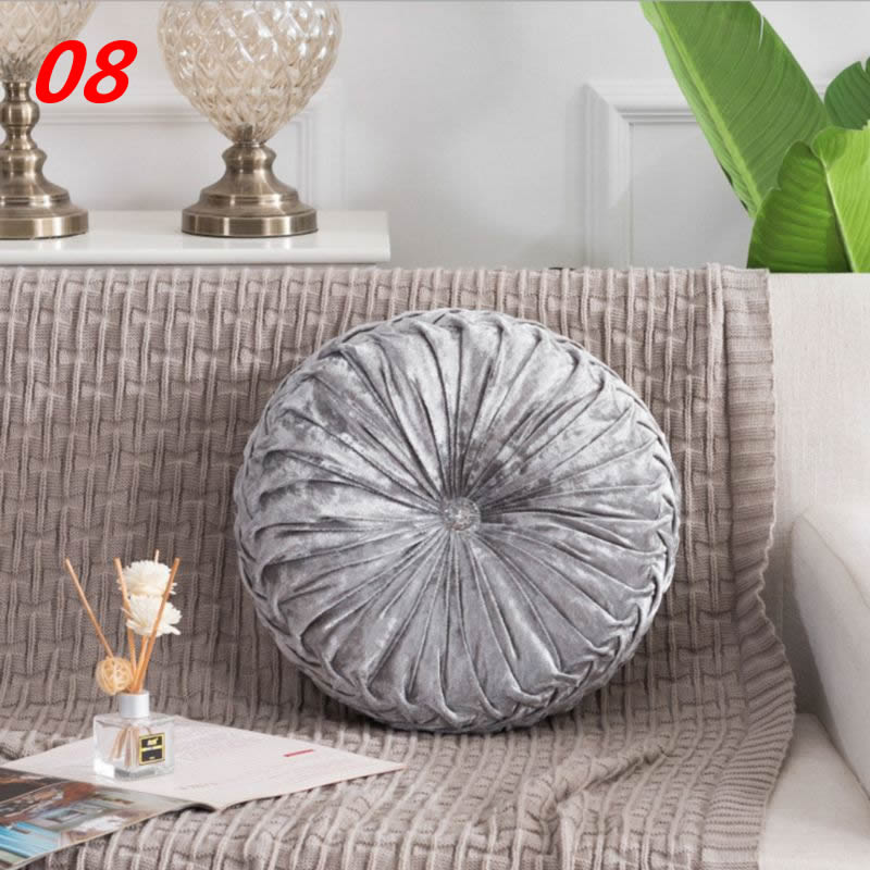 European Style Throw Pillow Luxury Velvet Cushion Pleated Fabric Handmade Round Wheel Pumpkin Seat Cushions: 08