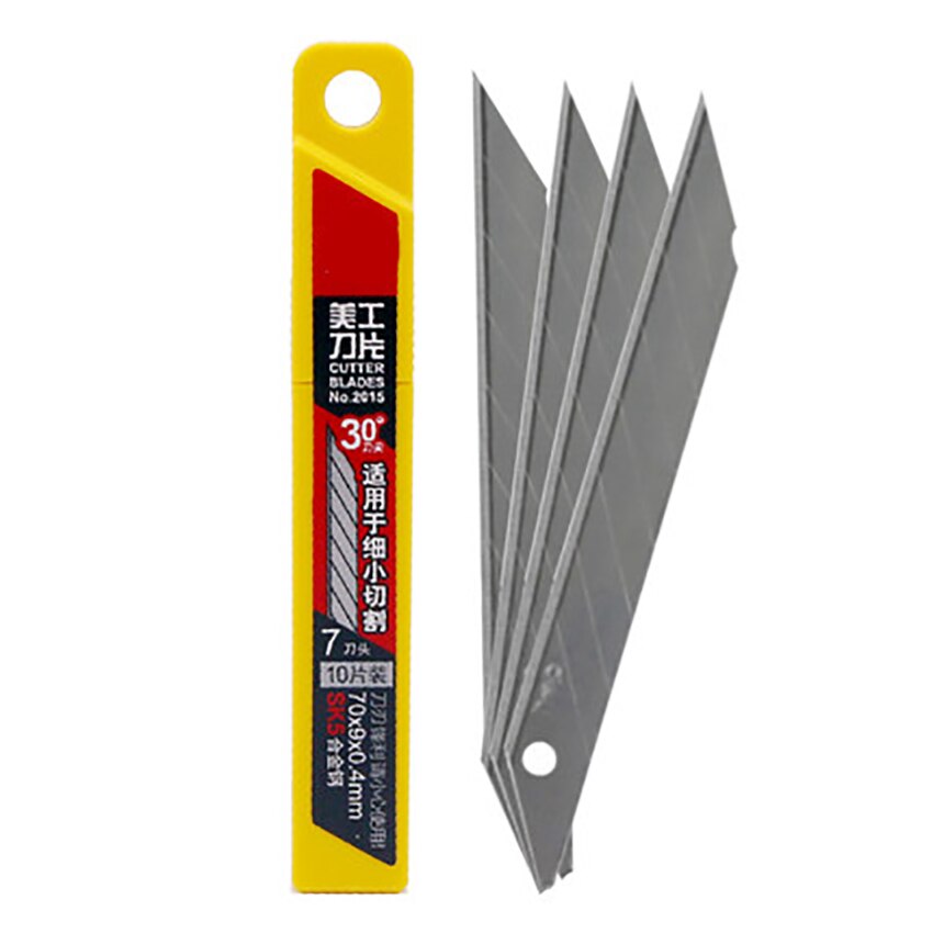 10PCS/Set Sharp Box Paper Cutter Utility Knife Replacement Blades 30 Degree Angle SK5 Blade for Retractable Utility Knives