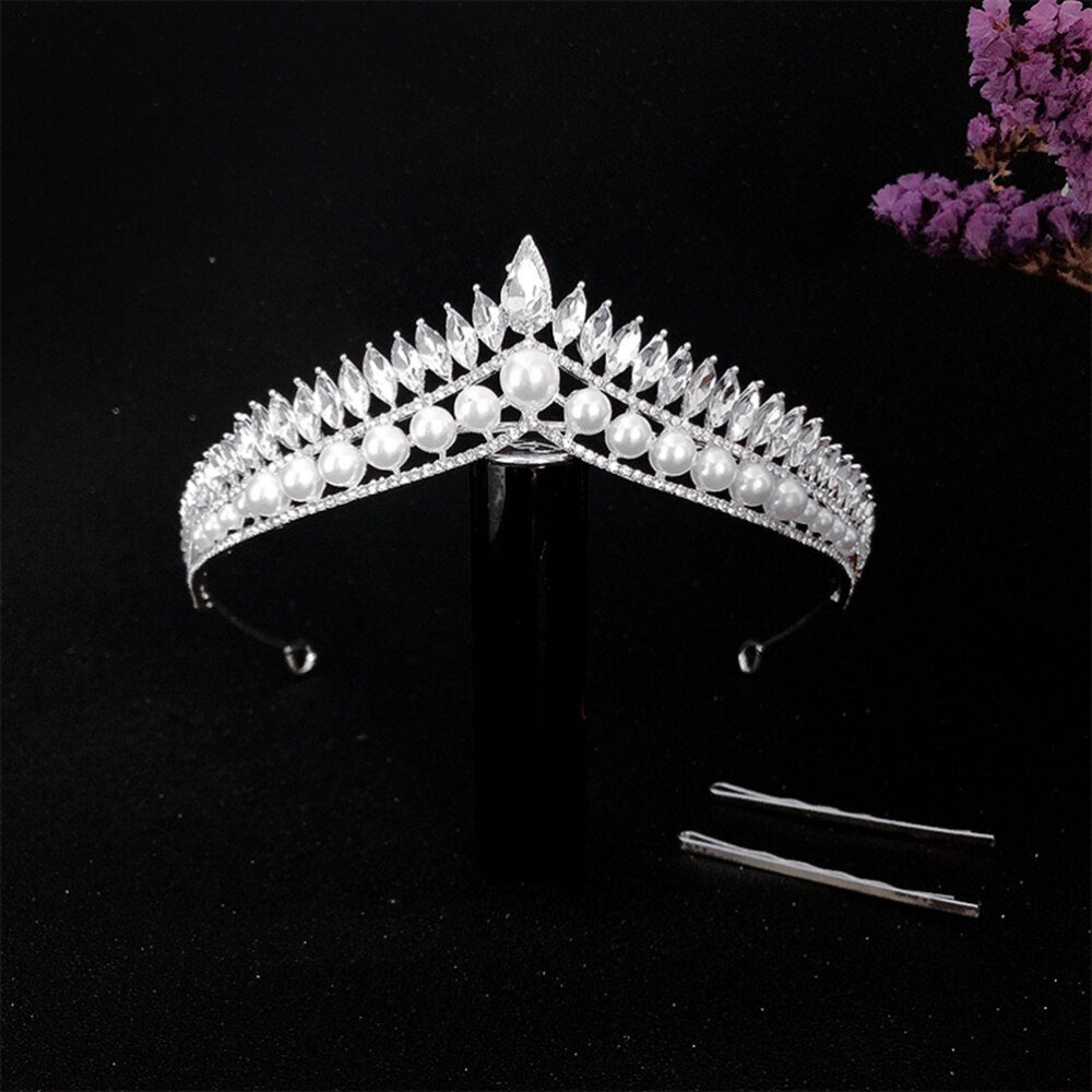 1 Juego de accesorios de vestido de novia corona horquilla pendiente Kit joyería novia joyería decorativa para mujer (plateado: Default Title