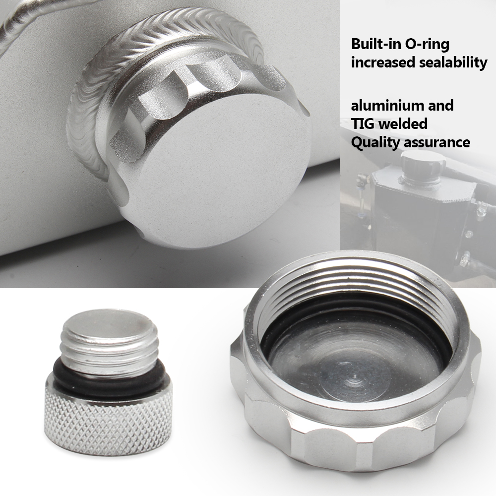 Universal 1L/2L Aluminum Oil Catch Can Reservoir Tank Engine Coolant Radiator Overflow Oil Fuel Tank With Drain Plug Breather