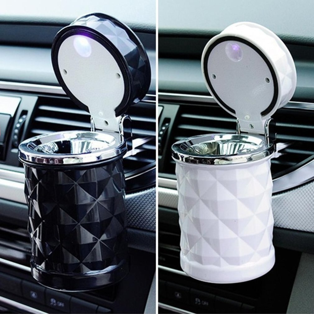 Universele Auto Asbak Asbak Voertuig Creatieve Auto Interieur Asbak Draagbare Metalen Asbak Met Cover Lampen