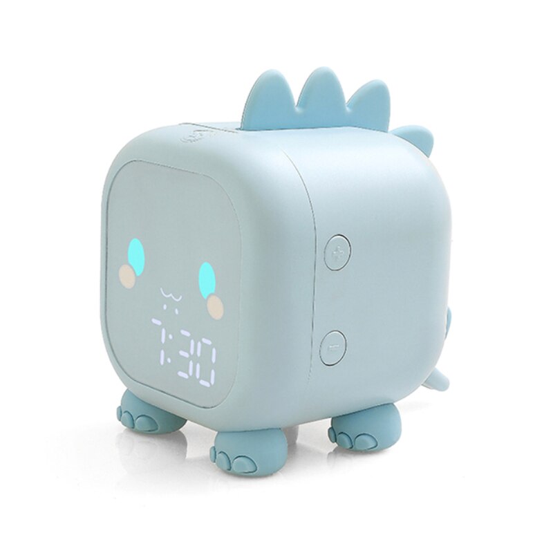 Bonito reloj despertador Digital para niños, Despertador con luz nocturna, de dinosaurio, para mesita de noche y escritorio, entrenador de sueño: Blue