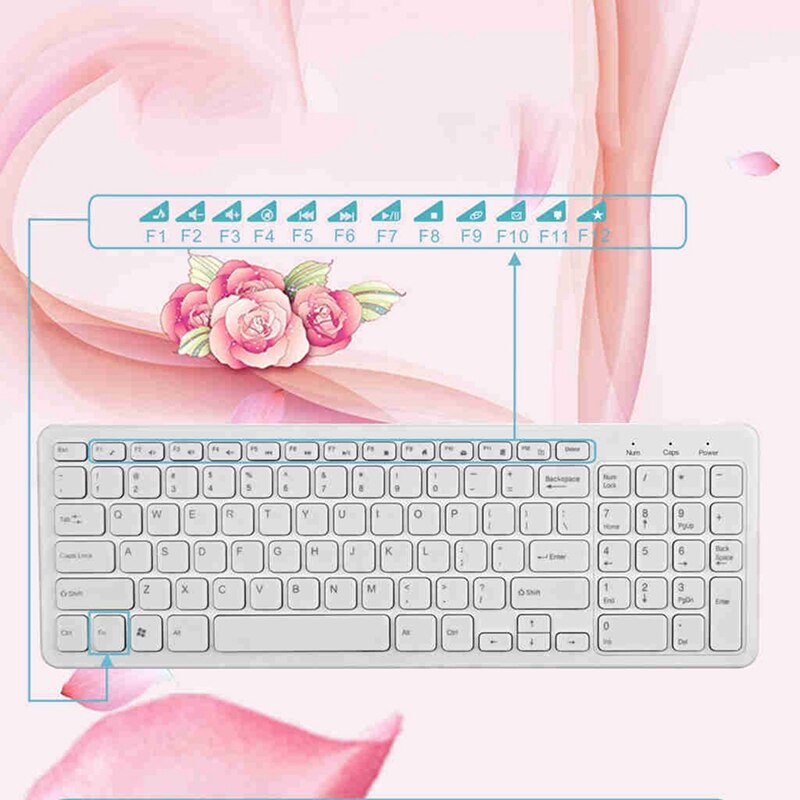 2 Set 2.4G Optical Wireless Keyboard Mouse Kit Wireless Mouse, White & Blue