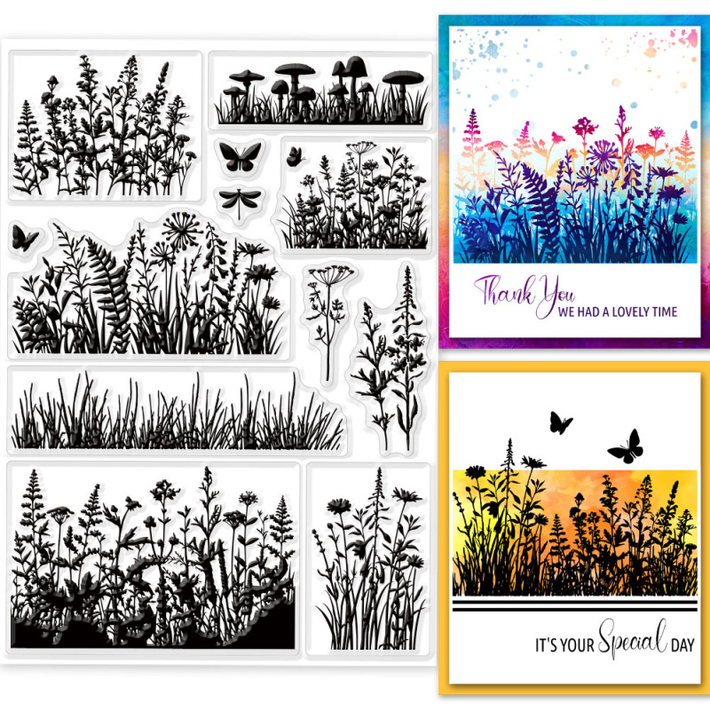 1pc fe-klare stempler til gør-det-selv scrapbooking blomster træ silikone stempelforseglinger gennemsigtige stempler til kortfremstilling fotoalbum: Grøn