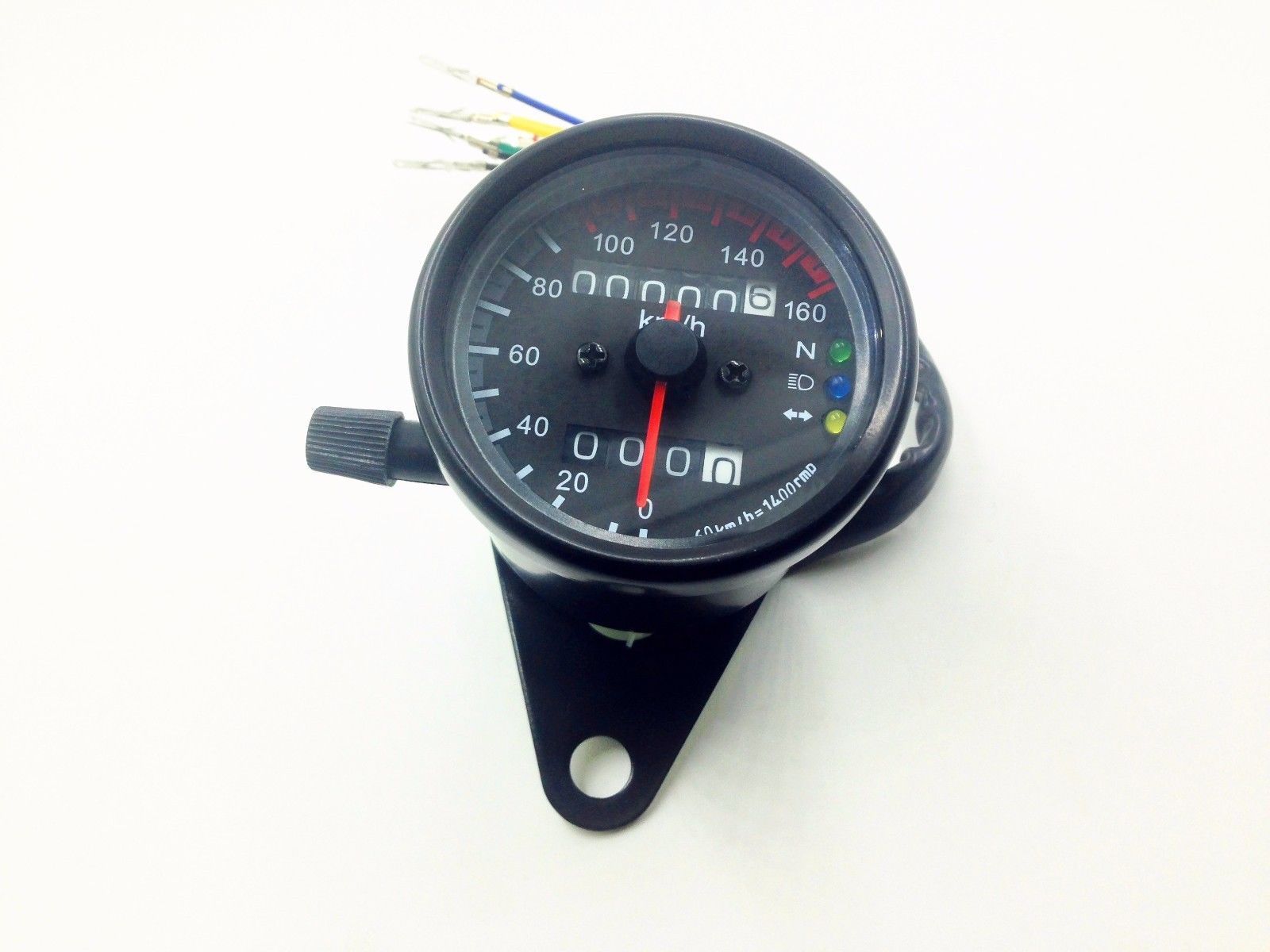 LED Backlight Signal Motor Odometer KMH Speedometer Gauge Vintage Retro Cafe GN