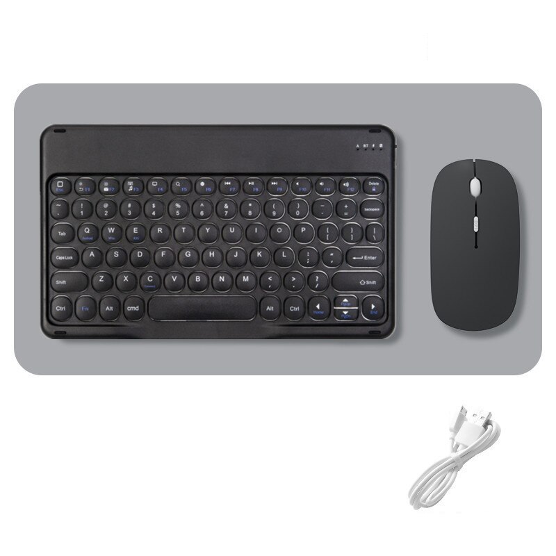 Teclado Universal de 10 pulgadas para teléfono, PC, tableta, Huawei, Samsung, Xiaomi, Bluetooth, iPad Pro 11, 12,9, , Air 4: round black mouse