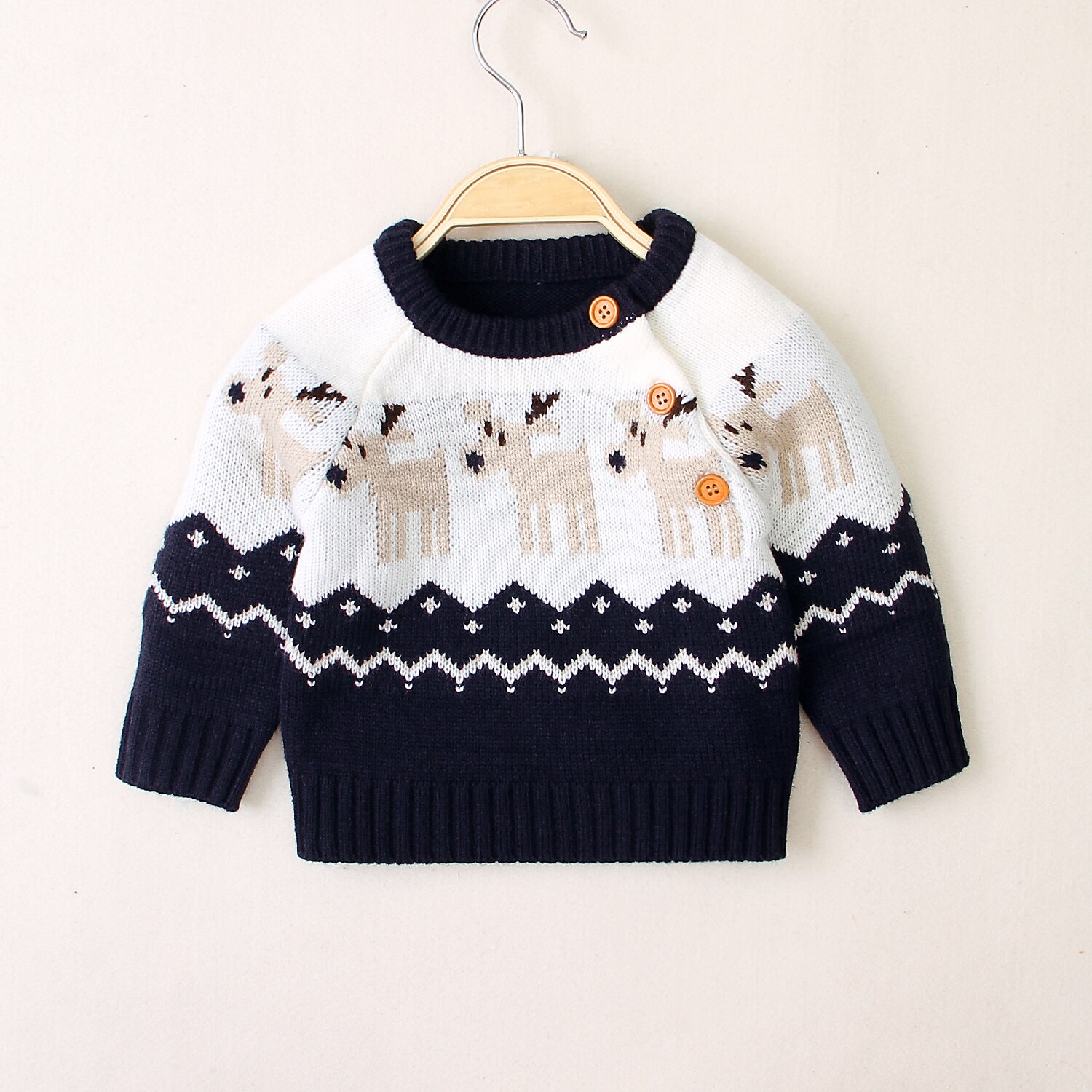 Christmas Winter Children Boy Girl knitted Sweater Round Neck Long Sleeve Loose Elk Sweater for Spring Auutmn Warm Casual: Blue / 6M