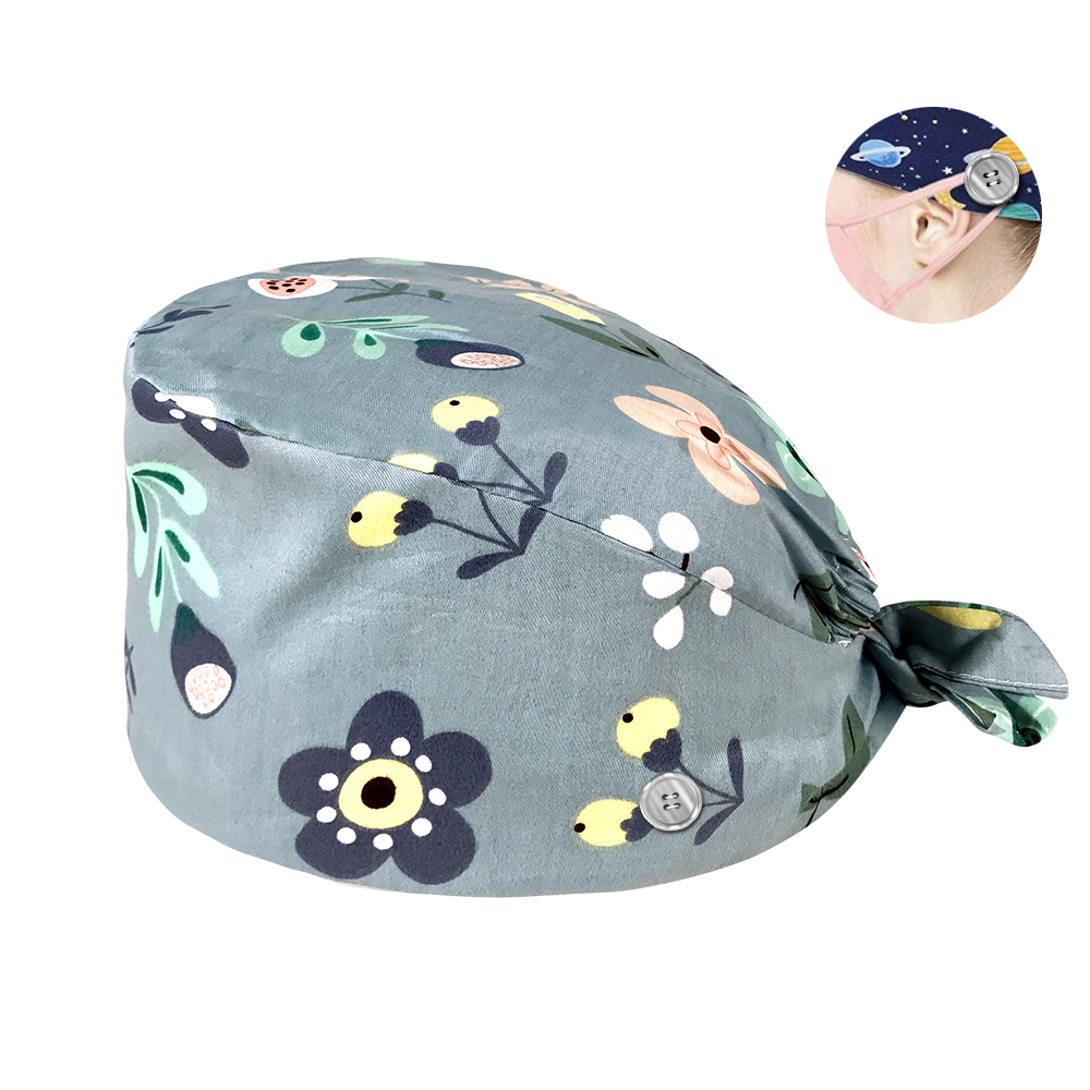 Hc2 k 004 nye knapper unisex kæledyr skønhed arbejde hatte print kasket sundhedstjenester kasket/hatte tilbehør laboratorie arbejds kasket kæledyr kasketter: Hat 12156