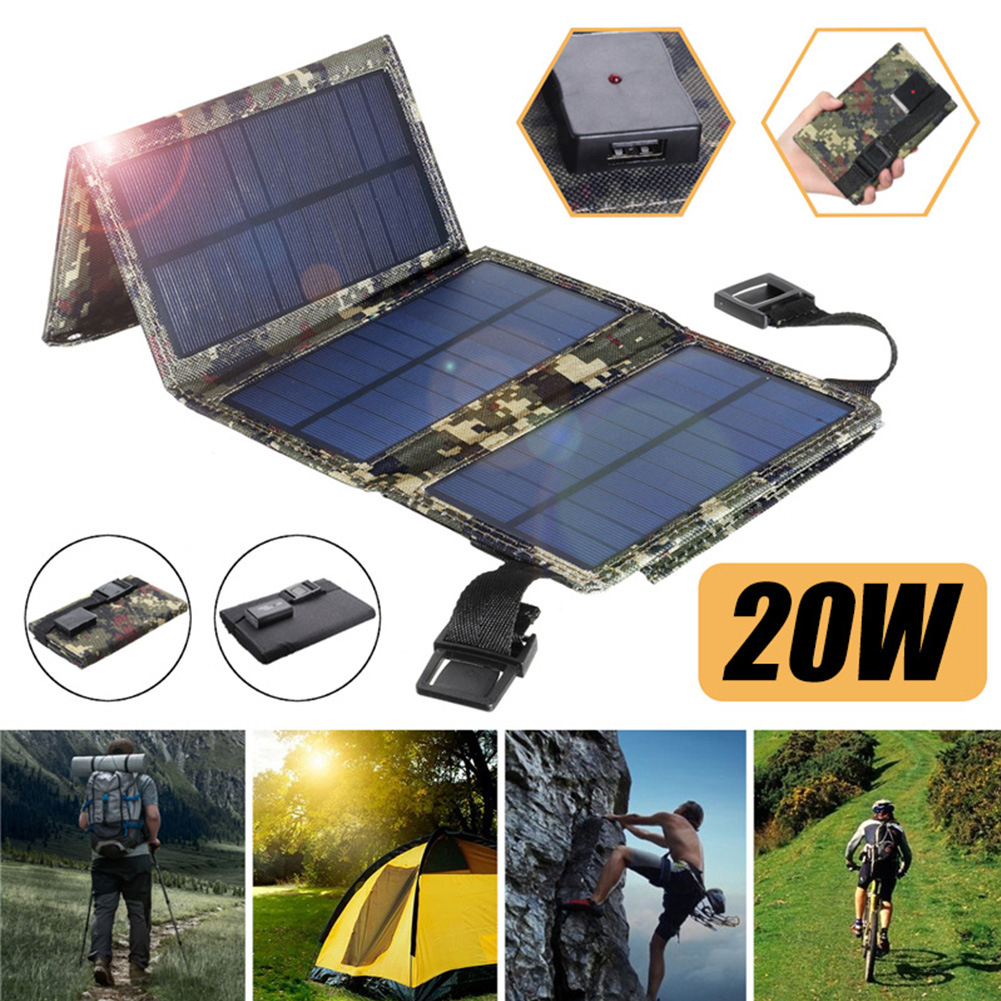 USB Solar Panel Outdoor 10/20W 5V Portable Solar Charger Pane Climbing Fast Charger Polysilicon Travel DIY Solar Charger