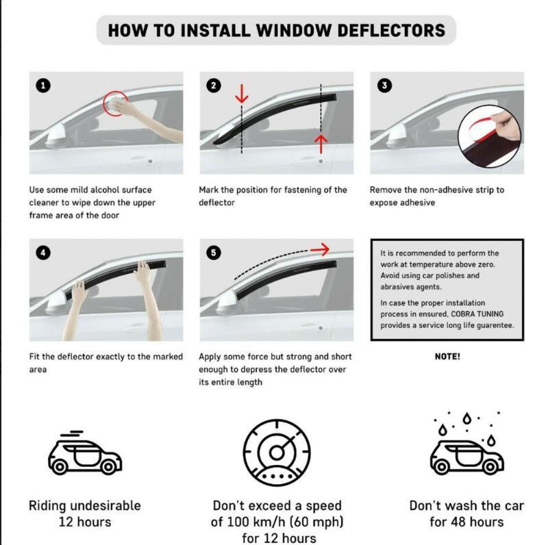 2Pcs/Set Car Window Deflector Trim Side Shades Air/Rain for Guards Weatherstrip Wind Rain Deflector Set For VW T5/T6 2003